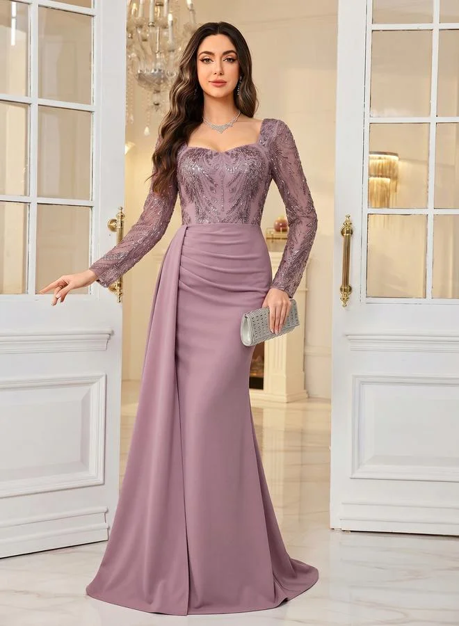 سوبجير Purple Sequin Bodice Maxi Dress