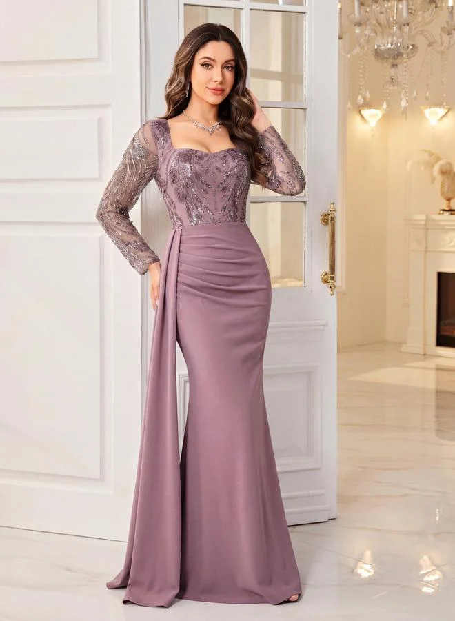 سوبجير Purple Sequin Bodice Maxi Dress