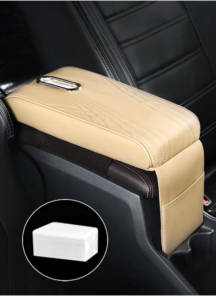 Cohoo Home - Car Center Console Cover, Leather Memory Cotton Vehicle Armrest Support Pad, Waterproof Comfortable Vehicle Arm Rest Pad with Tissue Box and Storage Bag - Image 1