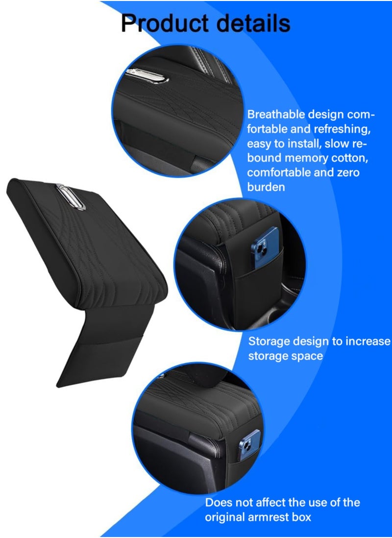 Cohoo Home - Car Center Console Cover, Leather Memory Cotton Vehicle Armrest Support Pad, Waterproof Comfortable Vehicle Arm Rest Pad with Tissue Box and Storage Bag - Image 1