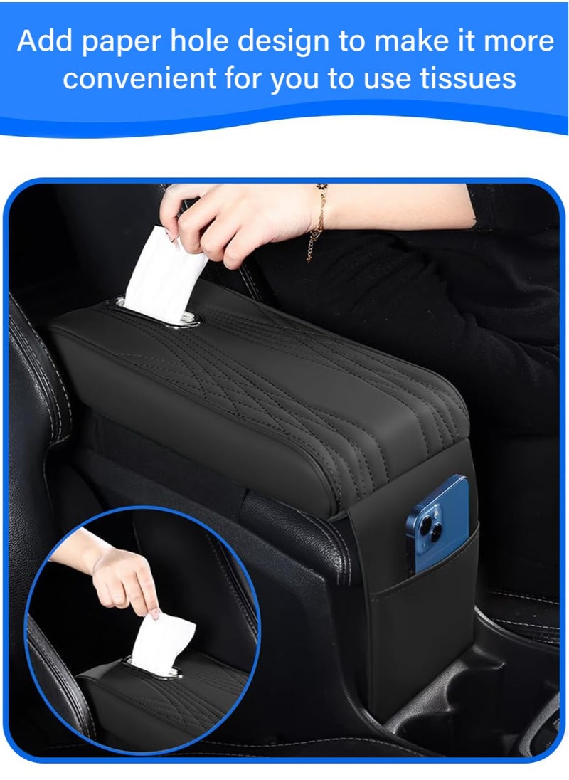 Cohoo Home - Car Center Console Cover, Leather Memory Cotton Vehicle Armrest Support Pad, Waterproof Comfortable Vehicle Arm Rest Pad with Tissue Box and Storage Bag - Image 1