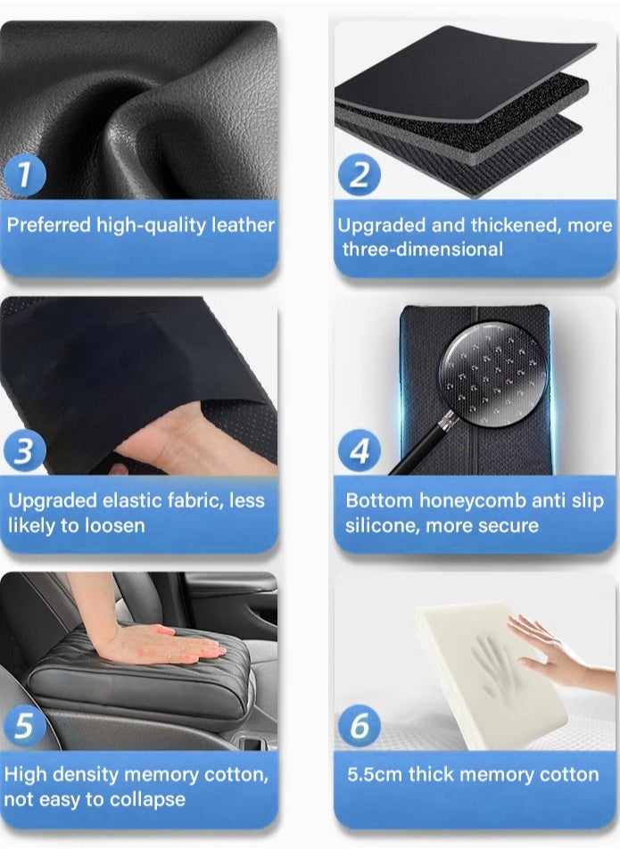 Cohoo Home - Car Center Console Cover, Leather Memory Cotton Vehicle Armrest Support Pad, Waterproof Comfortable Vehicle Arm Rest Pad with Tissue Box and Storage Bag - Image 1