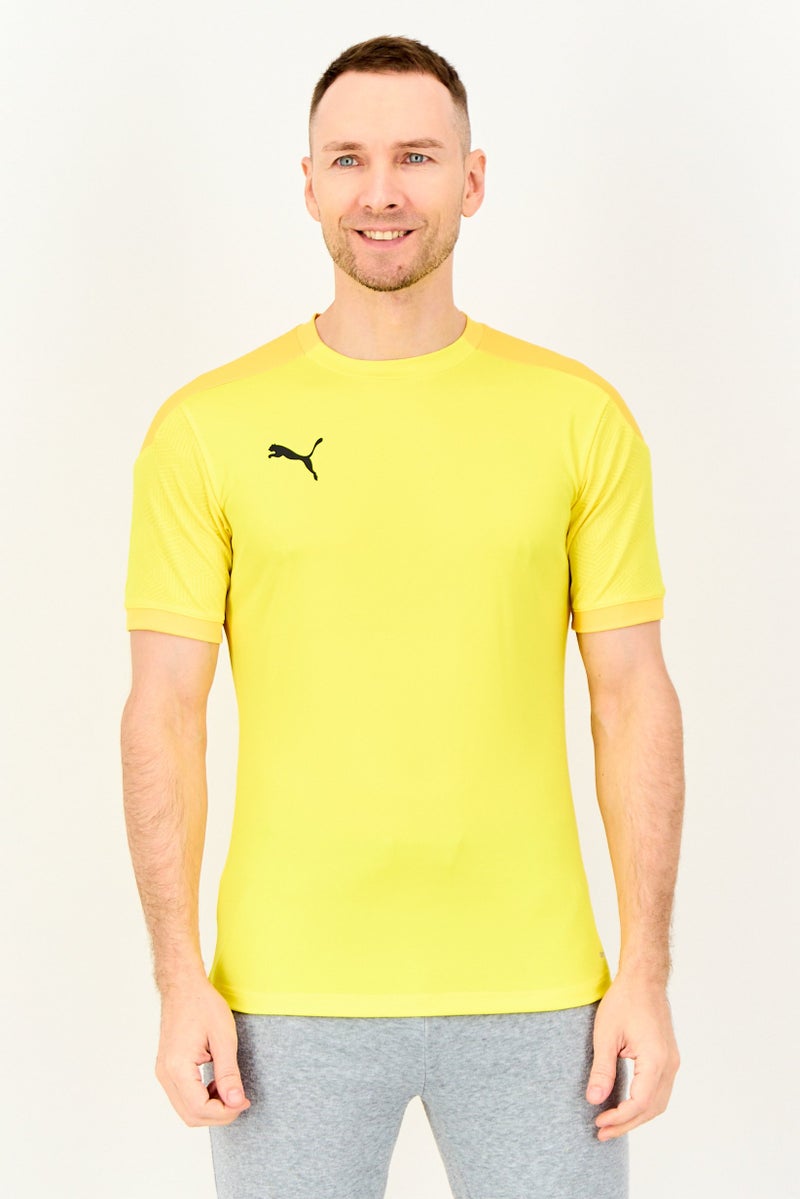 PUMA Men Slim Fit Short Sleeve Training Jersey, Yellow - Image 1