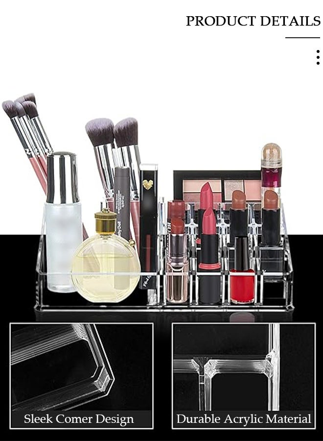 DUNISO Clear Acrylic Makeup Organizer, Makeup Cosmetic Acrylic Organizer Display Cosmetic Storage for Cosmetics, Makeup Brushes, Lipsticks - Image 2