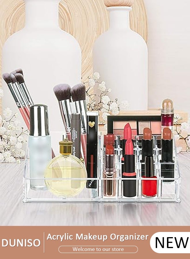 DUNISO Clear Acrylic Makeup Organizer, Makeup Cosmetic Acrylic Organizer Display Cosmetic Storage for Cosmetics, Makeup Brushes, Lipsticks - Image 1