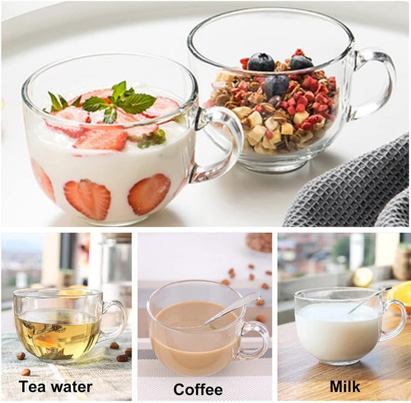 Jinelza Round Tea Coffee 150 ml Cup Set of 6 pcs Crystal Espresso Mug Clear Toughened Glass Mug with Handle for Cappuccino Milk Latte hot Cold Drinks etc Round Tea Cup 150ML 6 PCS - Image 5