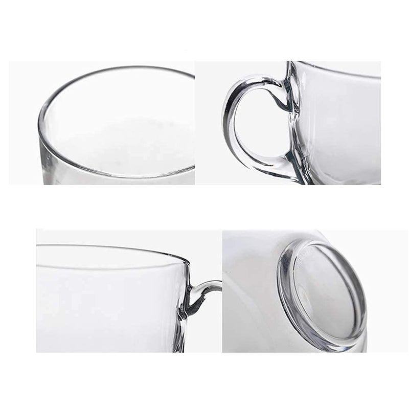 Jinelza Round Tea Coffee 150 ml Cup Set of 6 pcs Crystal Espresso Mug Clear Toughened Glass Mug with Handle for Cappuccino Milk Latte hot Cold Drinks etc Round Tea Cup 150ML 6 PCS - Image 4