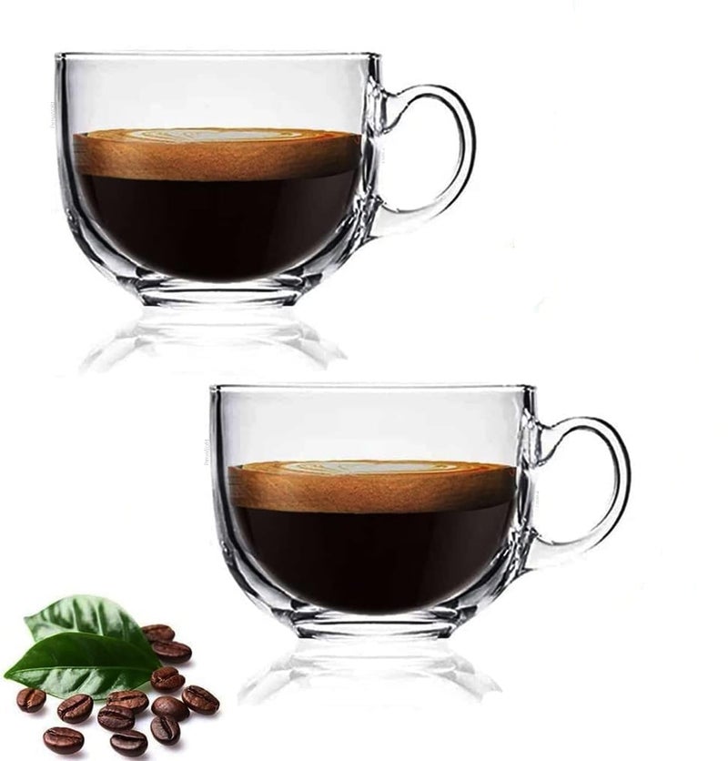 Jinelza Round Tea Coffee 150 ml Cup Set of 6 pcs Crystal Espresso Mug Clear Toughened Glass Mug with Handle for Cappuccino Milk Latte hot Cold Drinks etc Round Tea Cup 150ML 6 PCS - Image 2