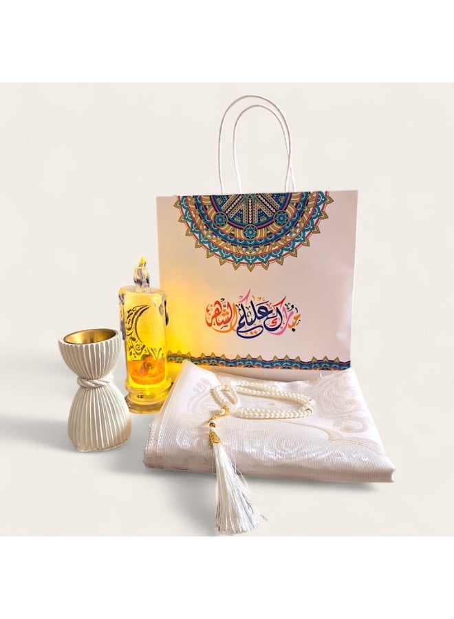 Crater Islamic Ramadan Gift Set – Package includes ceramic incense burner, LED lantern, rosary, and prayer mat - Image 1