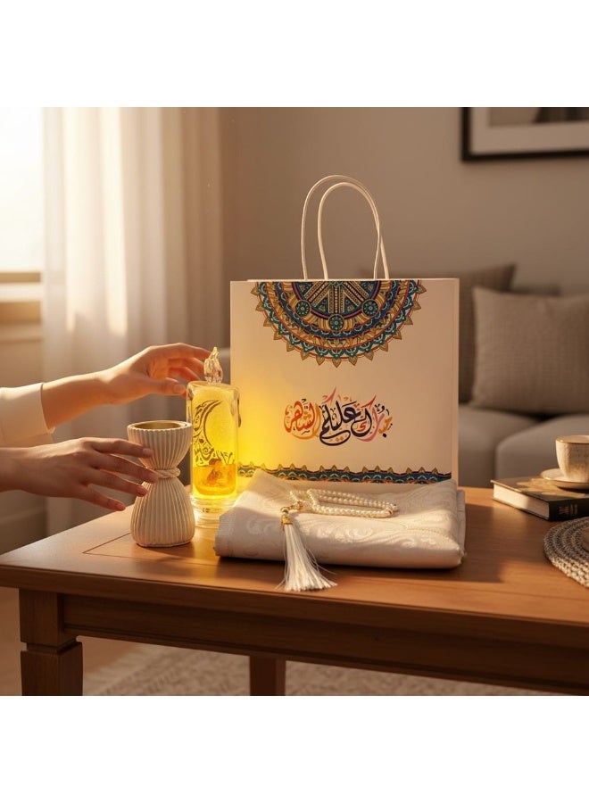 Crater Islamic Ramadan Gift Set – Package includes ceramic incense burner, LED lantern, rosary, and prayer mat - Image 2