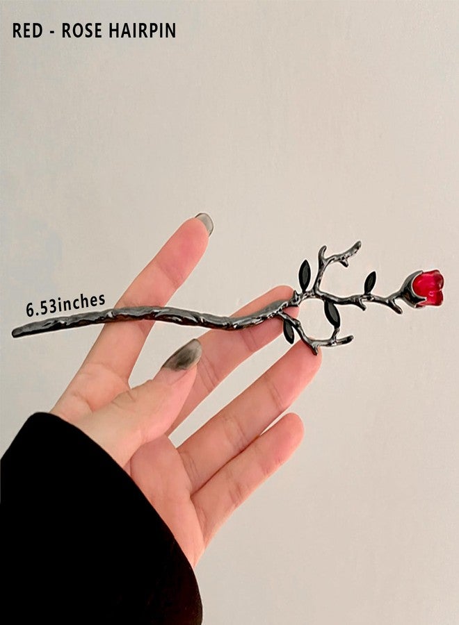 Snmzlc 2 Pcs Hair sticks for buns,French hair pins for women,Buns and Updos with No Hair Damage,Metal Rose French Pin Great Hold,Suitable for fine & thick hairUS297 - Image 3