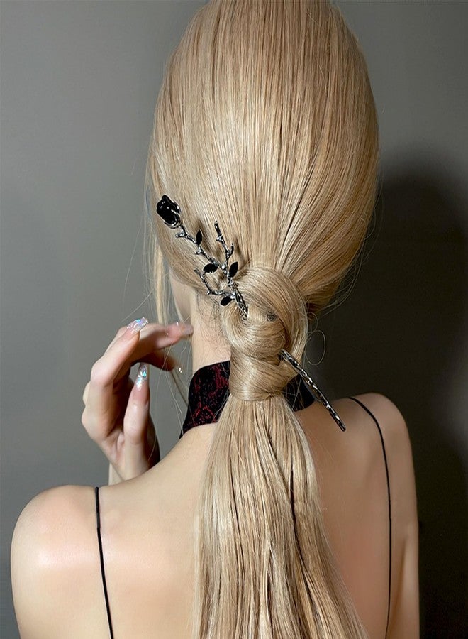 Snmzlc 2 Pcs Hair sticks for buns,French hair pins for women,Buns and Updos with No Hair Damage,Metal Rose French Pin Great Hold,Suitable for fine & thick hairUS297 - Image 5