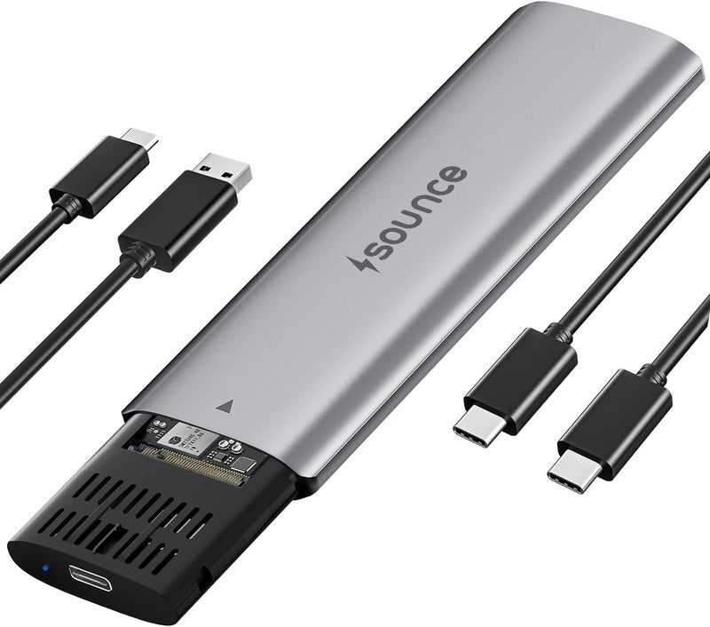 Sounce NVME M2 Enclosure, NVMe SSD Enclosure - USB 3.2 10Gbps, Tool-Free M.2 NVMe Case, PCI-E NVMe Reader, USB-C, Supports M & B&M Keys, 2230/2242/2260/2280 SSDs, REALTEK RTL9210 Chipset - Image 1