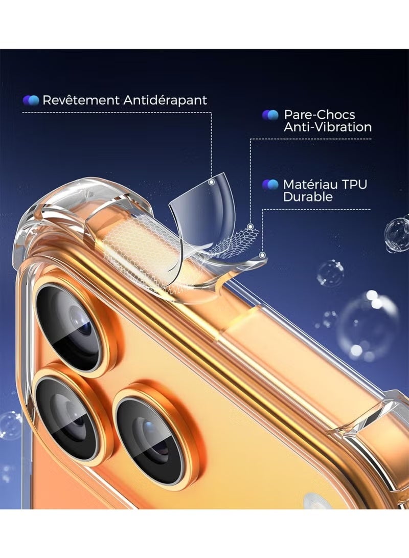 JAJEEK 4-in-1 iPhone 17 Pro/Pro Max Case with 2 Screen Protectors & 1 Camera Lens Protector, Slim Soft TPU Shockproof Anti-Scratch Clear Silicone Phone Cover - Image 5