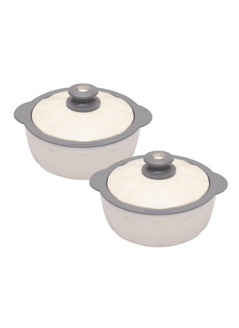 JAYPEE HOTFEAST Inner Stainless Steel Casserole Twin Set of 2, 800ml, BPA Free Insulated casserole Set |Sabji Container |Small Chapati Box |Food Grade Serving Set, White