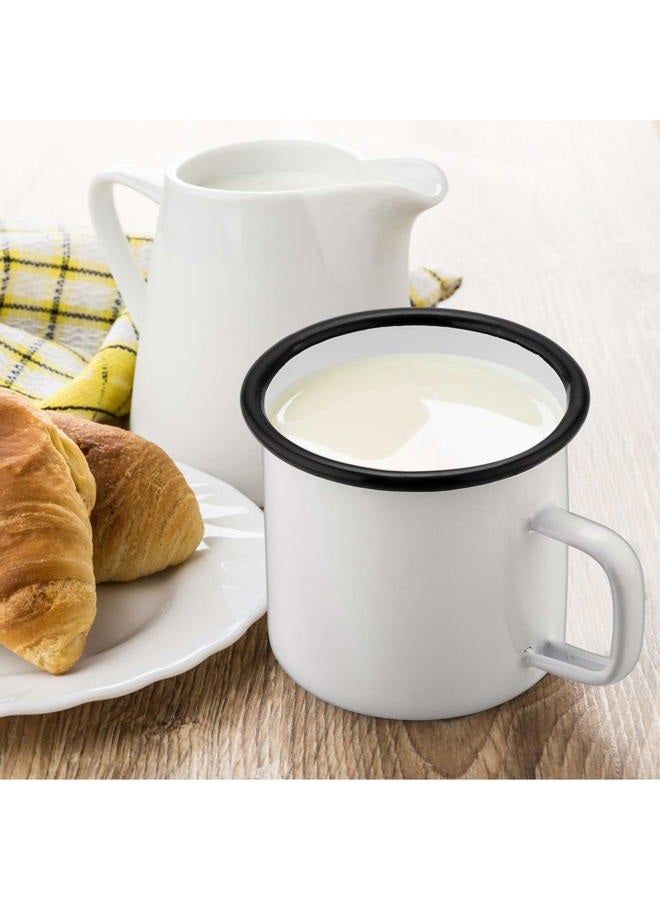 P&P CHEF طقم أكواب قهوة مينا بيضاء من 6 قطع، 12 أونصة، أكواب شاي مينا صغيرة للتخييم للأنشطة الداخلية والخارجية، مقبض عريض وحافة ناعمة، خفيفة الوزن وقابلة للحمل، (350 مل) - Image 4