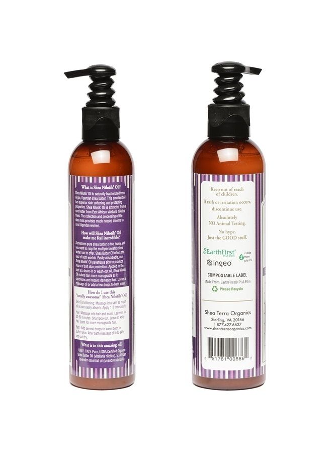 Shea Terra Organics Shea Nilotik' Oil Scented With South African Lavender | Natural Daily Skin Moisturizer & Conditioner - 8 oz