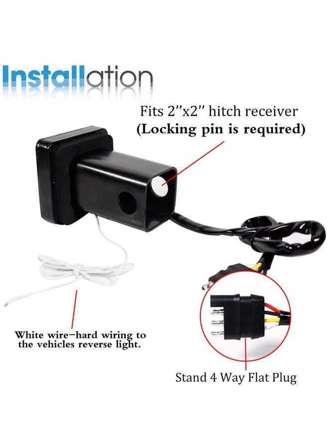 Adiil LED Brake DRL Trailer Hitch Light Brake Lamp Fit Trailer Hitch Cover 2" Towing & Hauling-US Flag - Image 4