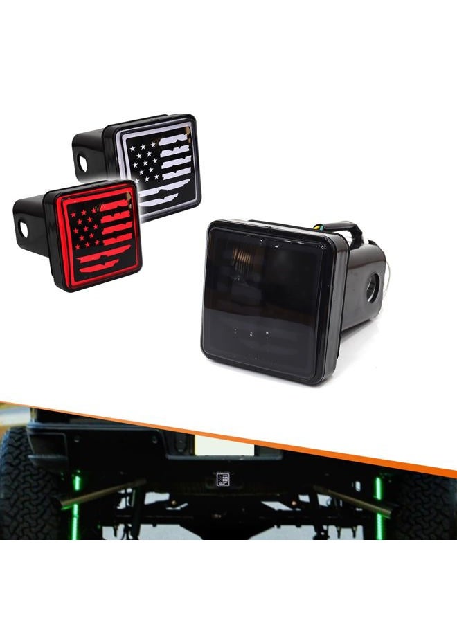 Adiil LED Brake DRL Trailer Hitch Light Brake Lamp Fit Trailer Hitch Cover 2" Towing & Hauling-US Flag - Image 1