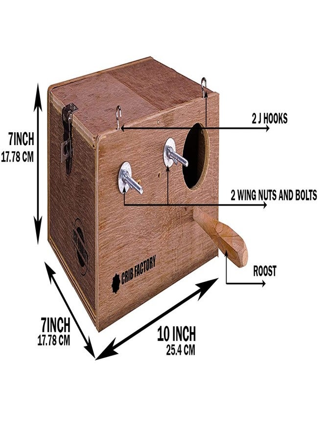 Crib factory Breeding Box for Budgies | HIGH-QALITY Plywood | Budgerigar, African Bird Box (Medium Box 10 X 7 X 7 INCH) - Image 2
