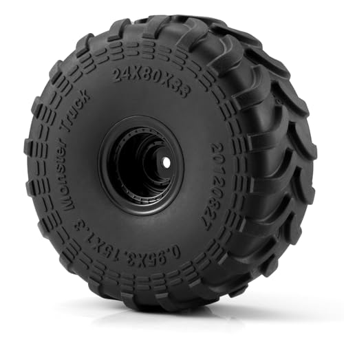 JGGZONE RC Monster Truck Wheel Rim Tires Set 4Pcs 80 33mm Large Sticky Crawler Tires with Wheels for 124 RC Car Axial SCX24 AX24 FCX24 118 Scale TRX4M Upgrades Upgrade Wheels - Image 5