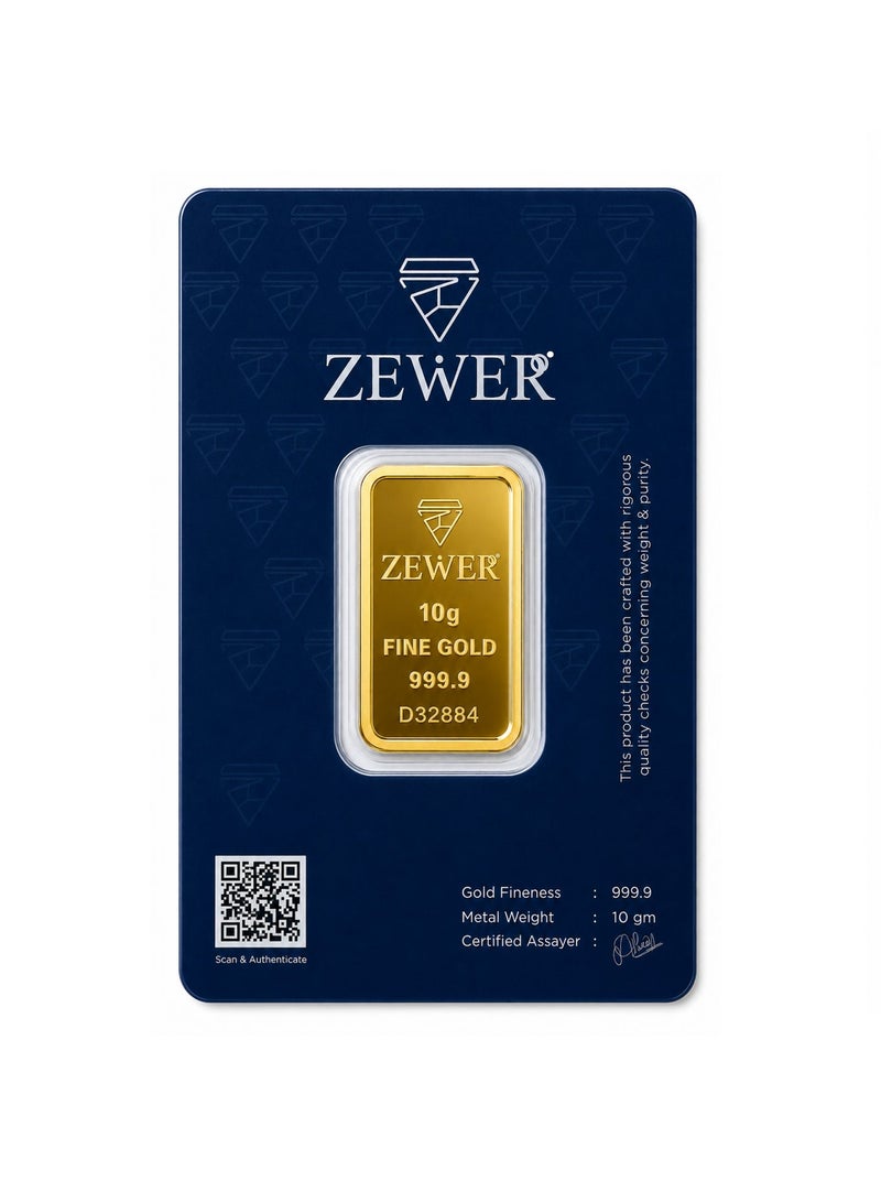Zewer 10g 24K 999.9 Fine Gold Bar with Burj Khalifa Design - Image 1