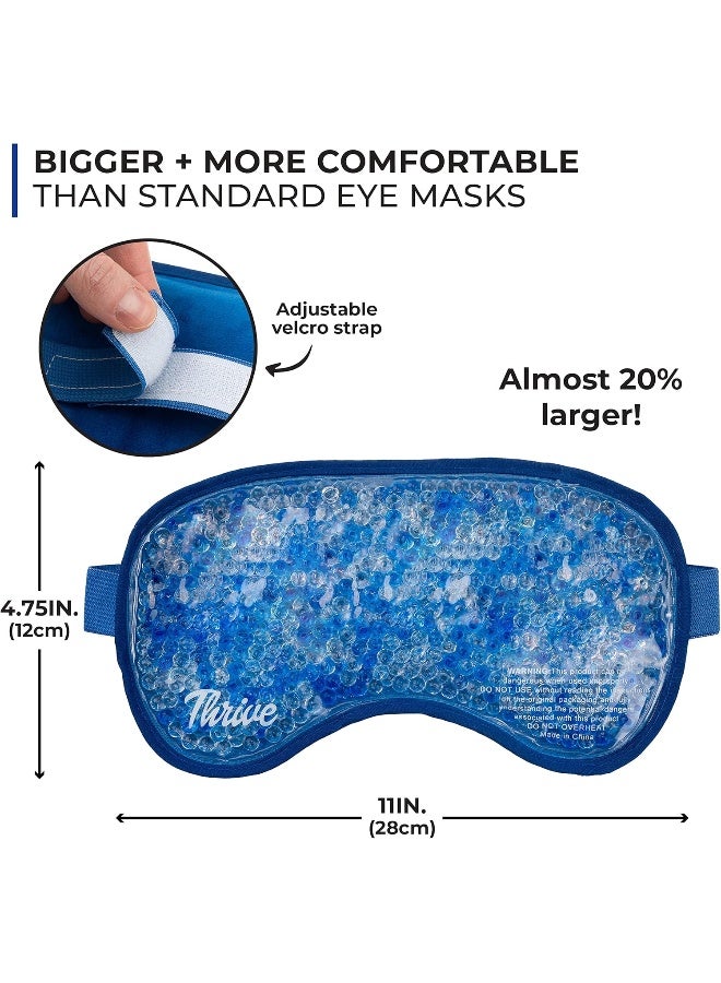 Thrive Eye Mask (Blue) - Gel Beads Hot/Cold Pack - Fabric Back - Innovative Reusable Gel Beads Provides Both ice or Heat Pain Relief and Therapy Treatments. Great for migraines, Headaches + More - Image 5