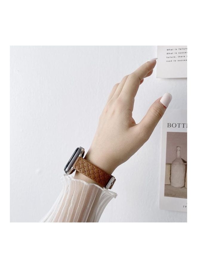 NIBEMINENT Replacement Strap Watchband For Apple Watch Series 7 45mm/6&SE&5&4 44mm/3&2&1 42mm Brown - Image 4