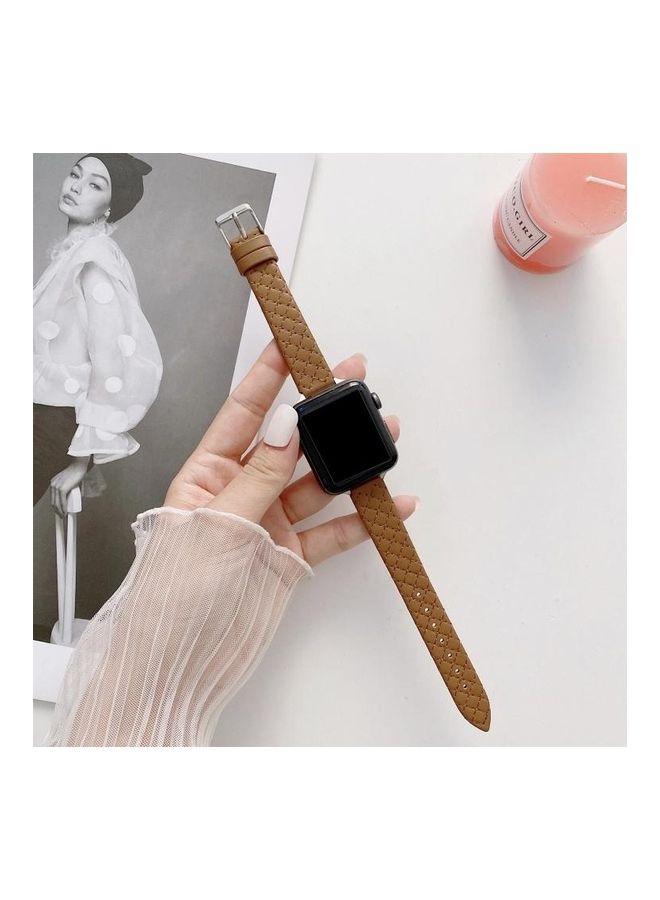 NIBEMINENT Replacement Strap Watchband For Apple Watch Series 7 45mm/6&SE&5&4 44mm/3&2&1 42mm Brown - Image 1