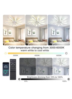 JOGAMS Modern Dimmable White LED 5 Lights Ceiling Fan with Lights, 70cm Small Semi Flush Mount Silent Fan with Lamp, Low Profile Reversible 6 Speed Ceiling Fan Lighting Fixture for Living Room Bedroom  - Image 4