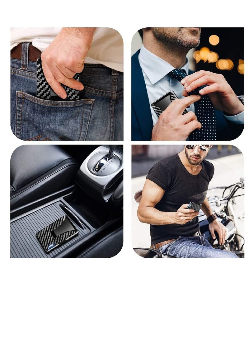 Y&D Carbon Fiber Wallet, Front Pocket Wallets for Men, Mini Credit Card Holder with Metal Money Clip, RFID Blocking Slim Minimalist Futuristic Design, Store Various Cards Such As Bank, Ideal Gift  - Image 3