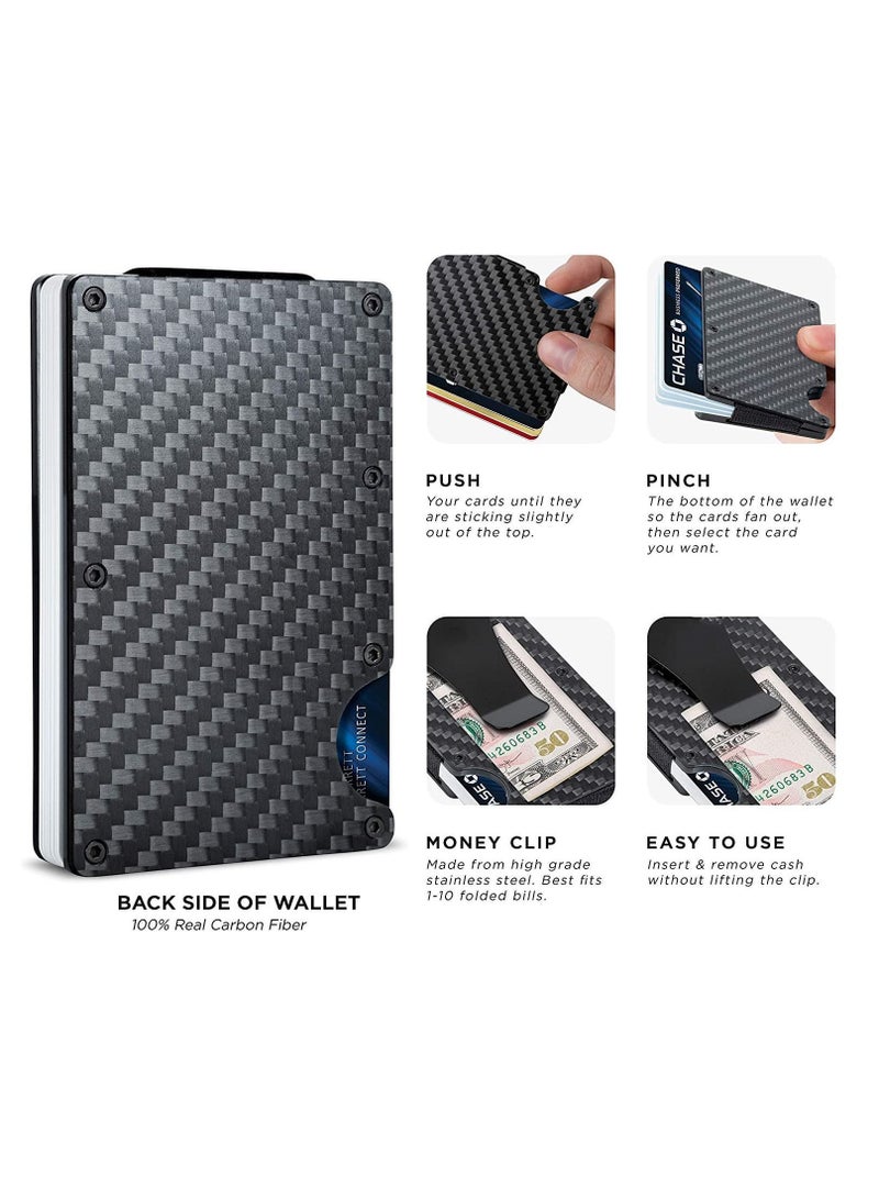 Y&D Carbon Fiber Wallet, Front Pocket Wallets for Men, Mini Credit Card Holder with Metal Money Clip, RFID Blocking Slim Minimalist Futuristic Design, Store Various Cards Such As Bank, Ideal Gift  - Image 4