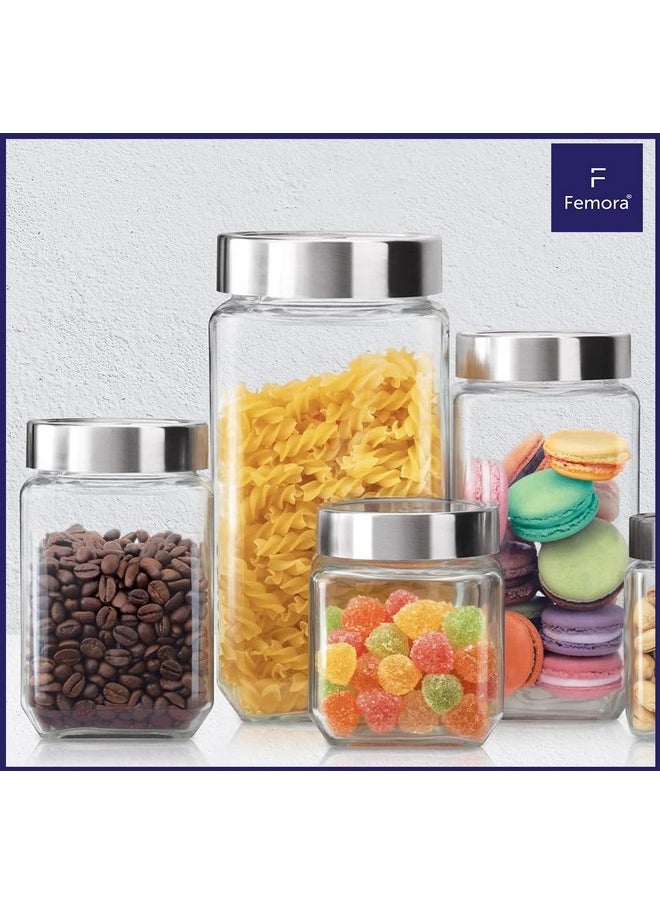 Femora Kitchen Storage Jars Transperent Glass With Steel Lid Air Tight Jar, 1150 ML, Pack of 4 - pzsku/Z2D5738D7B8F9DE5BCA5DZ/45/_/1738306511/98714bbf-3168-47d4-aebb-29e18954d30f