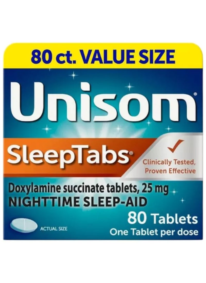 Unisom SleepTabs, Nighttime Sleep-aid, Doxylamine Succinate, 80 Tablets  - Image 1