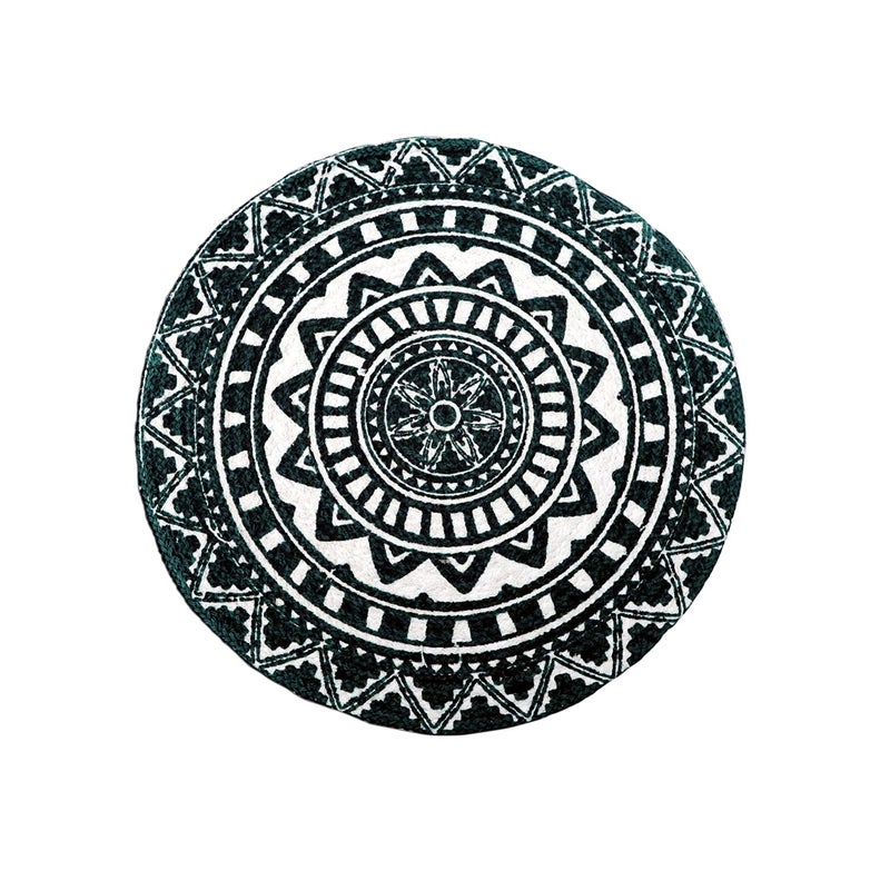Osric Osric Set of 4 Cotton Printed mat 14 INCH Round Cotton mat Best for BedSide TableCenter Table Dining TableShelves Natural Beiged Green 1000 4 - Image 2
