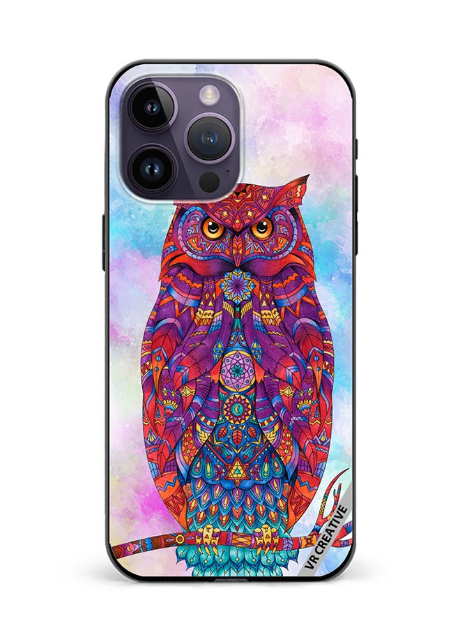 VR CREATIVE Protective Case Cover For Apple iPhone 15 Pro Max Elegant Artistic Owl Design Multicolour - Image 1