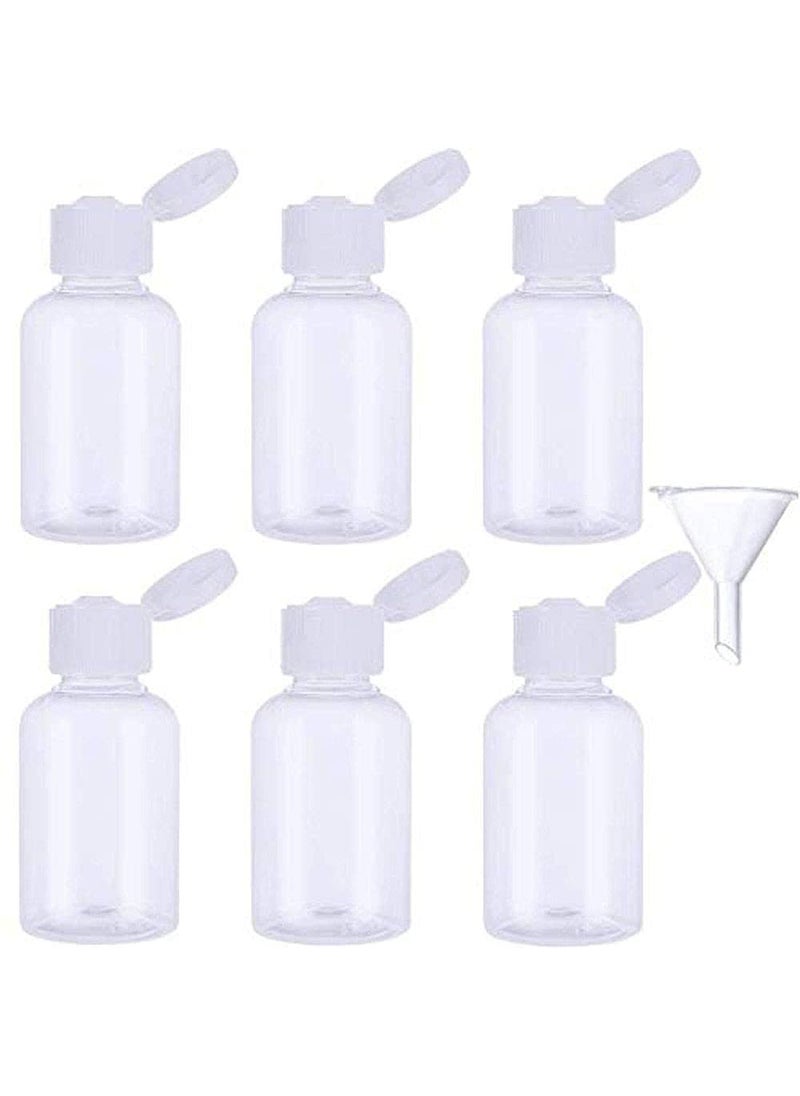 DIY Crafts DIY Crafts CTDIYHI20139 Plastic Air Flight Travel Bottle Set with Small Funnel 50 ml Pack of 6 Design  - Image 1