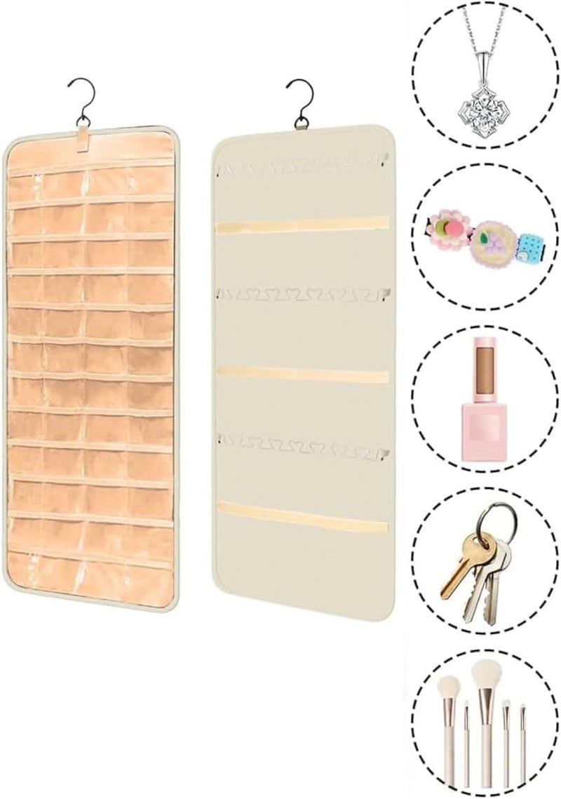 DANSOAN Hanging Jewelry Organizer with 20 Pockets - Creamy White - Image 3