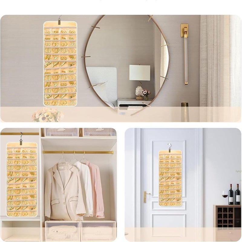 DANSOAN Hanging Jewelry Organizer with 20 Pockets - Creamy White - Image 5