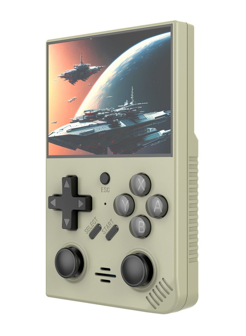 RS35 plus Handheld Game Console – 3.5 IPS Screen Linux EmuELEC System Retro Game Player with 20000+ Classic Games 64G TF Card (Khaki) - Image 1