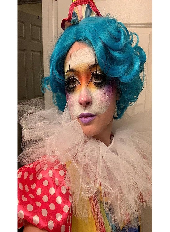 GNIMEGIL Blue Big Short Curly Wigs for Women Layered Wavy Bob Wig Cosplay Carnival Party Costume Synthetic Halloween Wigs - Image 3