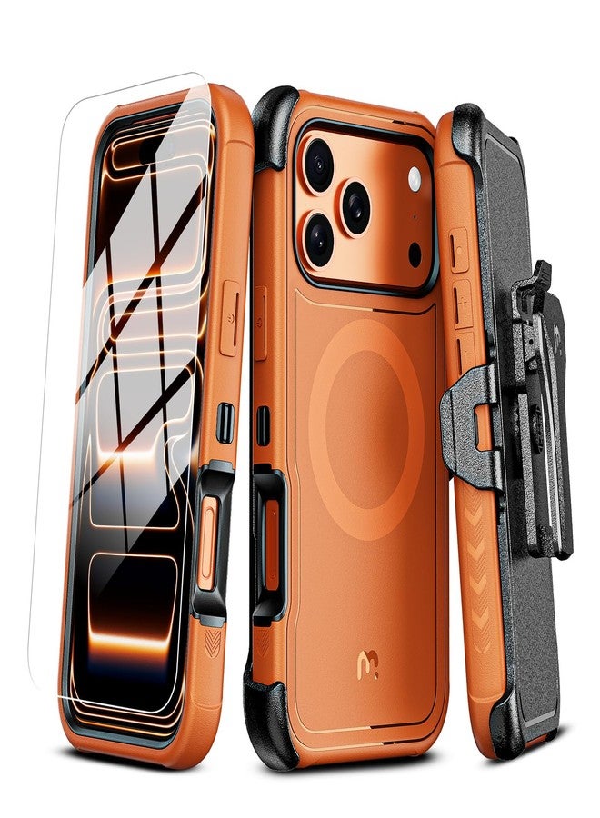 جراب M MYBAT PRO لهاتف iPhone 17 Pro Max مع مشبك حزام، جراب Maverick Series 17 Pro Max [متوافق مع Magsafe] مع واقي شاشة، مقاوم للصدمات، مع مسند قابل للدوران 360 درجة، حماية فائقة - Image 1