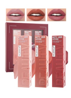 Excefore 3 Pcs Matte Liquid Lipstick, Long Lasting Waterproof Not Fade Non Stick Cup Lip Balm, Nude High Pigmented Long Lasting Waterproof Velvet Moisturize Lip Gloss Set for Girls and Women  - Image 1