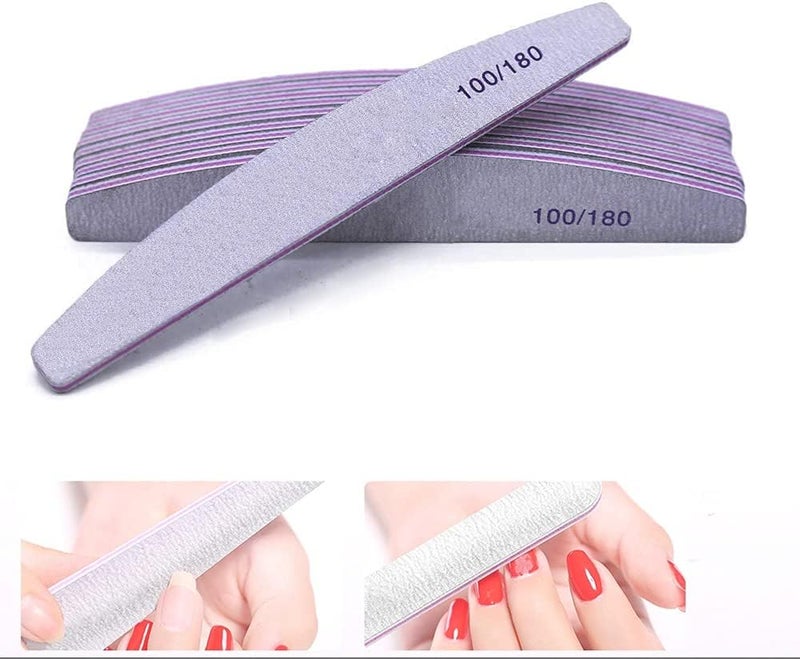 Starthi Nail File 10 PCS Professional Nail Files Double Sided Emery Board(100/180 Grit) Nail Styling Tools Pet Grooming Tools for Home and Salon Use - Image 1
