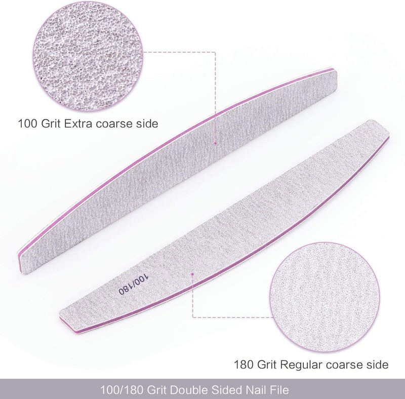 Starthi Nail File 10 PCS Professional Nail Files Double Sided Emery Board(100/180 Grit) Nail Styling Tools Pet Grooming Tools for Home and Salon Use - Image 2