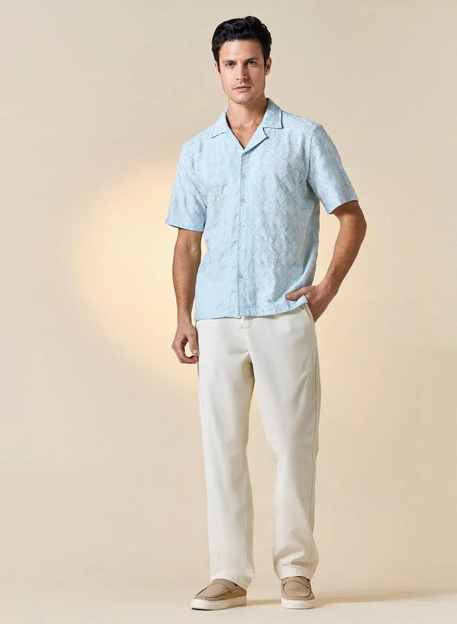 ايكونيك قميص مطرز بأكمام قصيرة وأزرار