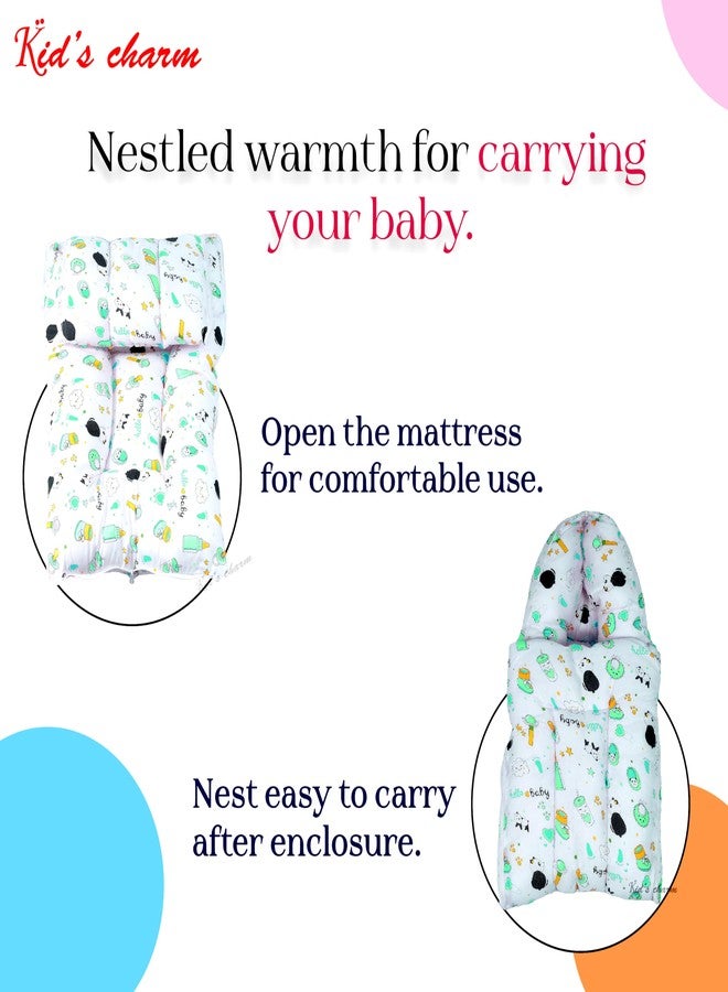 Kid's Charm Panda Mega 3 in 1 Baby's Cotton Bed Cum Carry Bed Printed Baby Sleeping Bag-Baby Bed-Infant Portable for Unisex Easily Portable, Light Weight Carry for New Born 4-8 Months Old (Green) - Image 5
