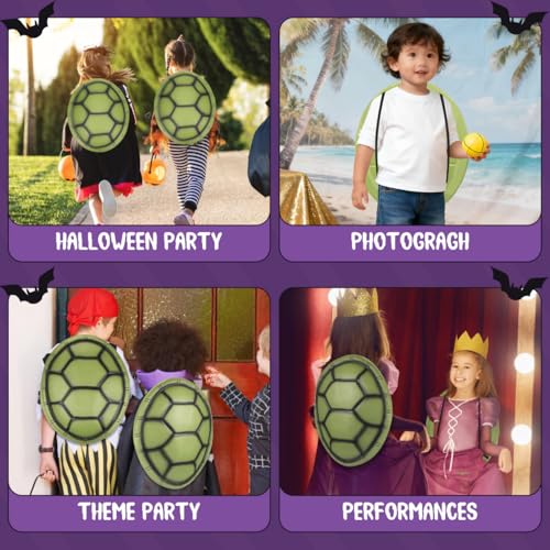 SAFIGLE 5Pcs Turtle Shell Backpack：Turtle Shell Props for Kids Eva Lightweight Cosplay Accessories - Olive Green Cosplay Props Lightweight and Comfortable Perfect for Halloween, Parties and Festivals - Image 3