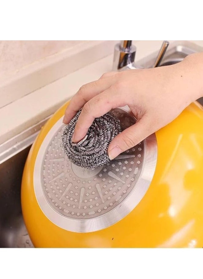 Spaceshoop - Set of 7 Pieces 3 Pieces Ball Stainless Steel Wool, 2 Pieces Cleaning Sponge Scrubber Cleaning And 2 Pieces Rough Kitchen Tool For Pot Pan Dish, Multicolor - Image 1