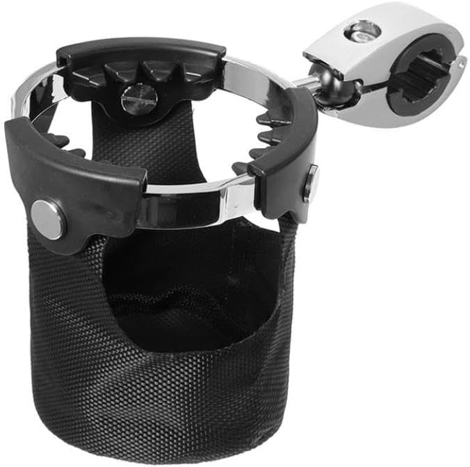 Universal Motorcycle Cup Holder Chrome Handlebar Support for Water Bottle Drink - Image 2